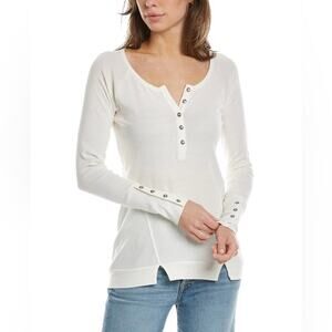 NWT! Chaser Henley Button Front Open Drape Back LS Shirt - Size Medium